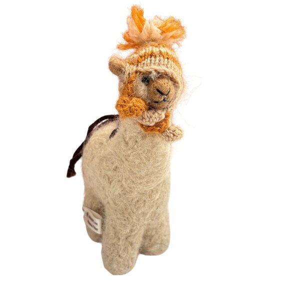 Handmade Alpaca Wool Ornaments Set With Knit Hat & Scarf - Picture 6 of 15